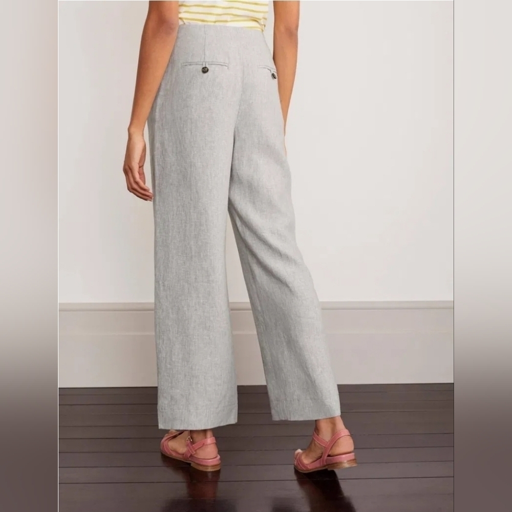 BODEN Eldon 100% Linen Wide Leg Trousers In Squirrel Grey Size 6 - Picture 9 of 9